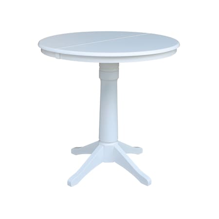 International Concepts Round 36 in Rd Top Pedestal Table, 12 in Leaf, 34.9 inH, Adjustable Height, White, 36 W, 48 L, Wood K08-36RXT-27B-6B